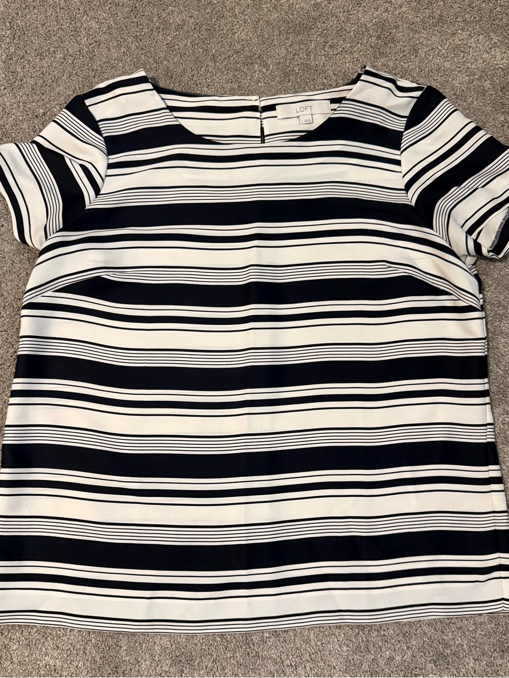 LOFT Black & White Striped Short Sleeve Tee